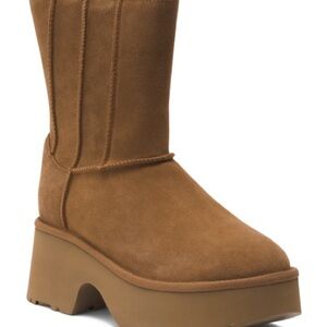 UGG Women's Classic Twin Seam New Heights Chestnut Suede Platform Boots